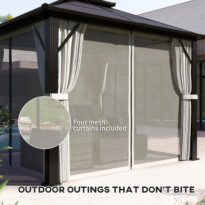 3 x 3(m) Hardtop Gazebo Canopy with UPF30+ Double Polycarbonate Roof, Aluminium Frame Garden Gazebo Permanent Pavilion