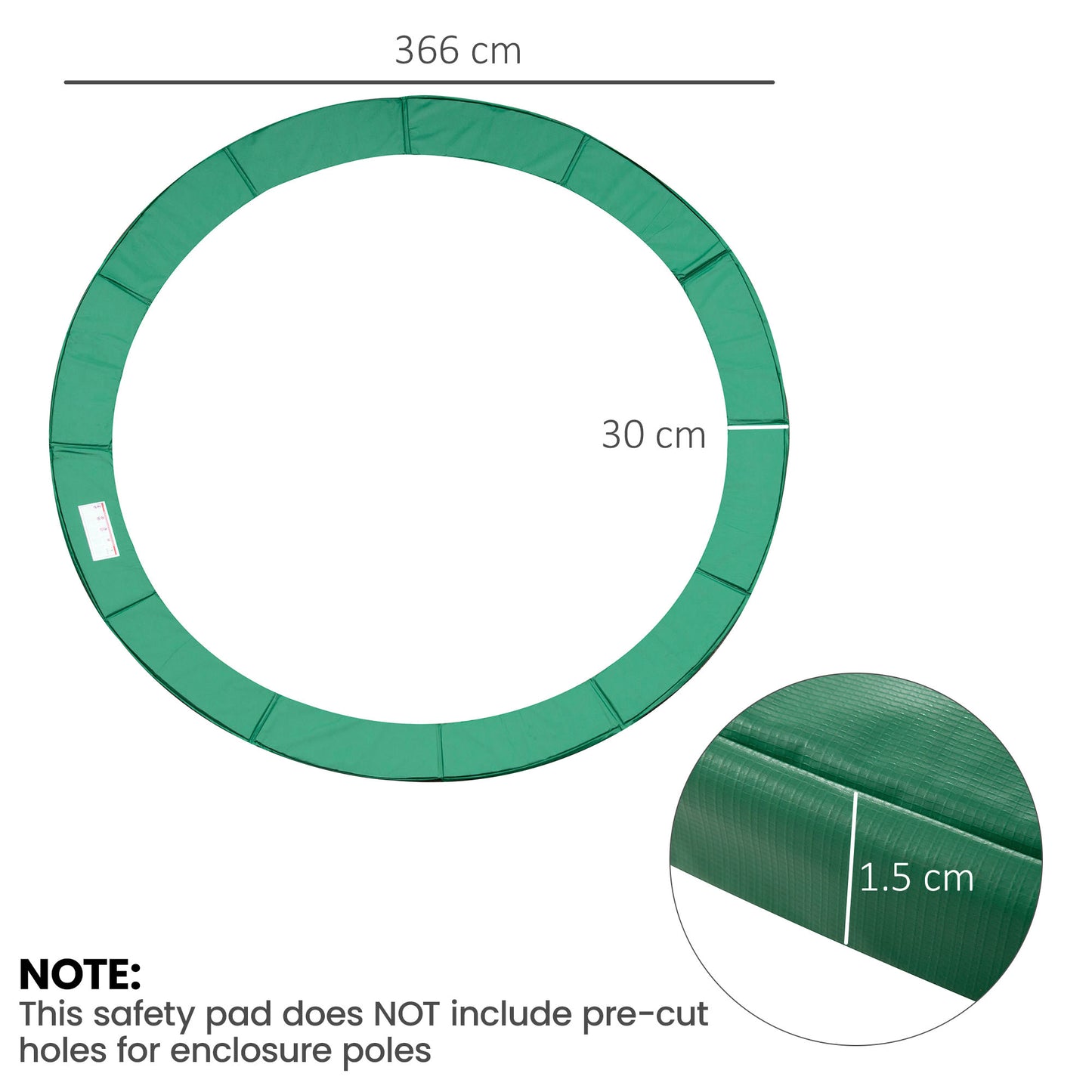 12FT Trampoline Spring Cover, Plastic Trampoline Pad Replacement Safety Guard, Green