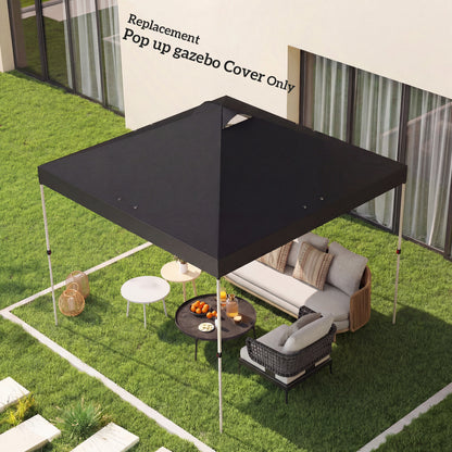 gazebo roof replacement UV50+ Waterproof Pop Up Canopy Cover with 8 Drainage Holes 3 x 3 m Black