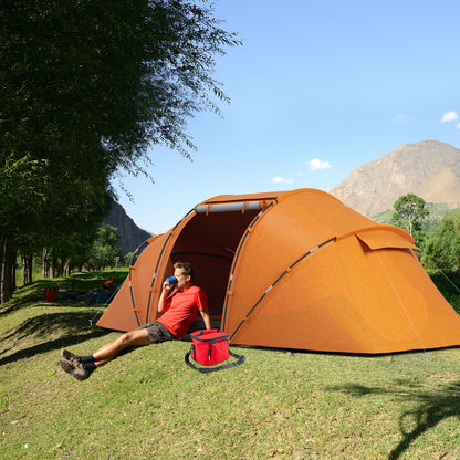 4 Man Camping Tent, UV Protection Tunnel Tent with 2 Bedrooms and Living Area, Large Hiking Sun Shelter, 430 x 240 x 170 cm