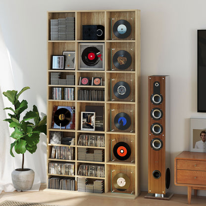 CD Storage Unit with Adjustable Shelves, 102 x 195 cm, Oak Tone