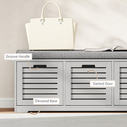 3-Drawer Shoe Storage Bench - Grey