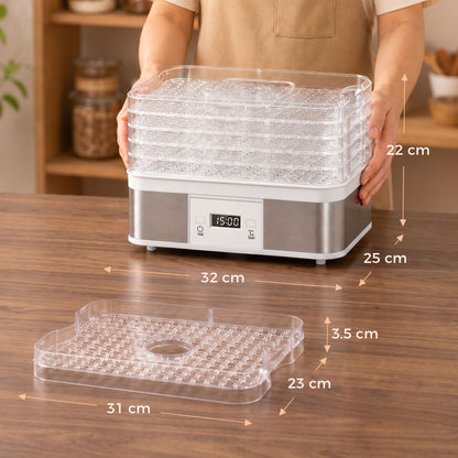 5 Tier Food Dehydrator, 245W Stainless Steel Food Dryer Machine with Adjustable Temperature