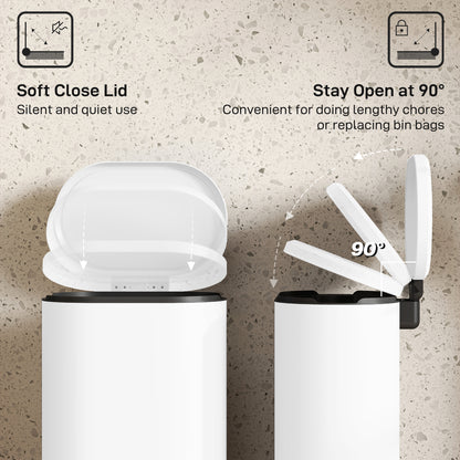 30 L Modern Curved Kitchen Bin - White