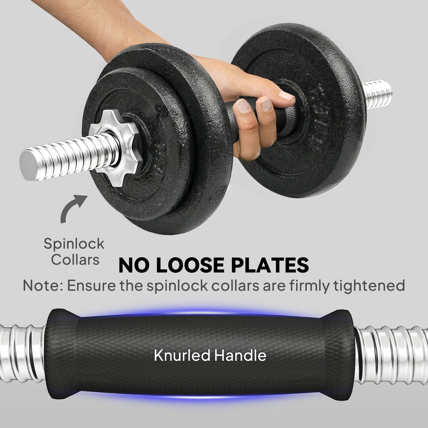2-in-1 Adjustable Dumbbells Set, 20kg Cast Iron Weights Dumbbells Set with Non-Slip Grip for Strength Training