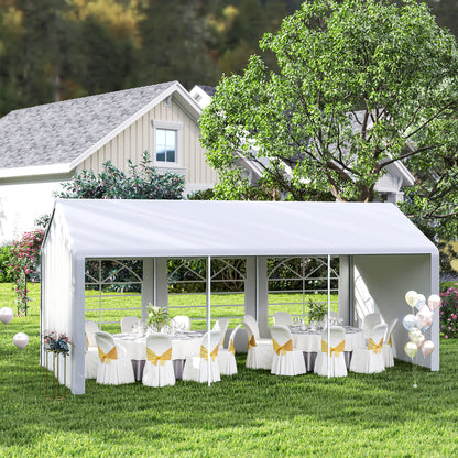 6m x 3m Garden Gazebo Marquee Wedding Shelter Level 4 Wind Protection, White