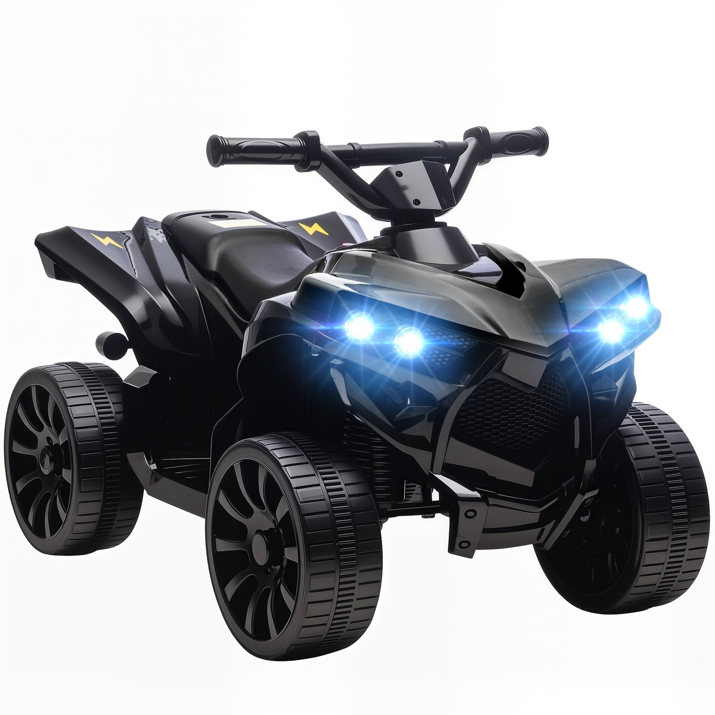 6V Kids ATV, 4 Wheeler Electric Ride on Car with Music and LED Headlights, for Ages 18-56 Months Boys and Girls, Black