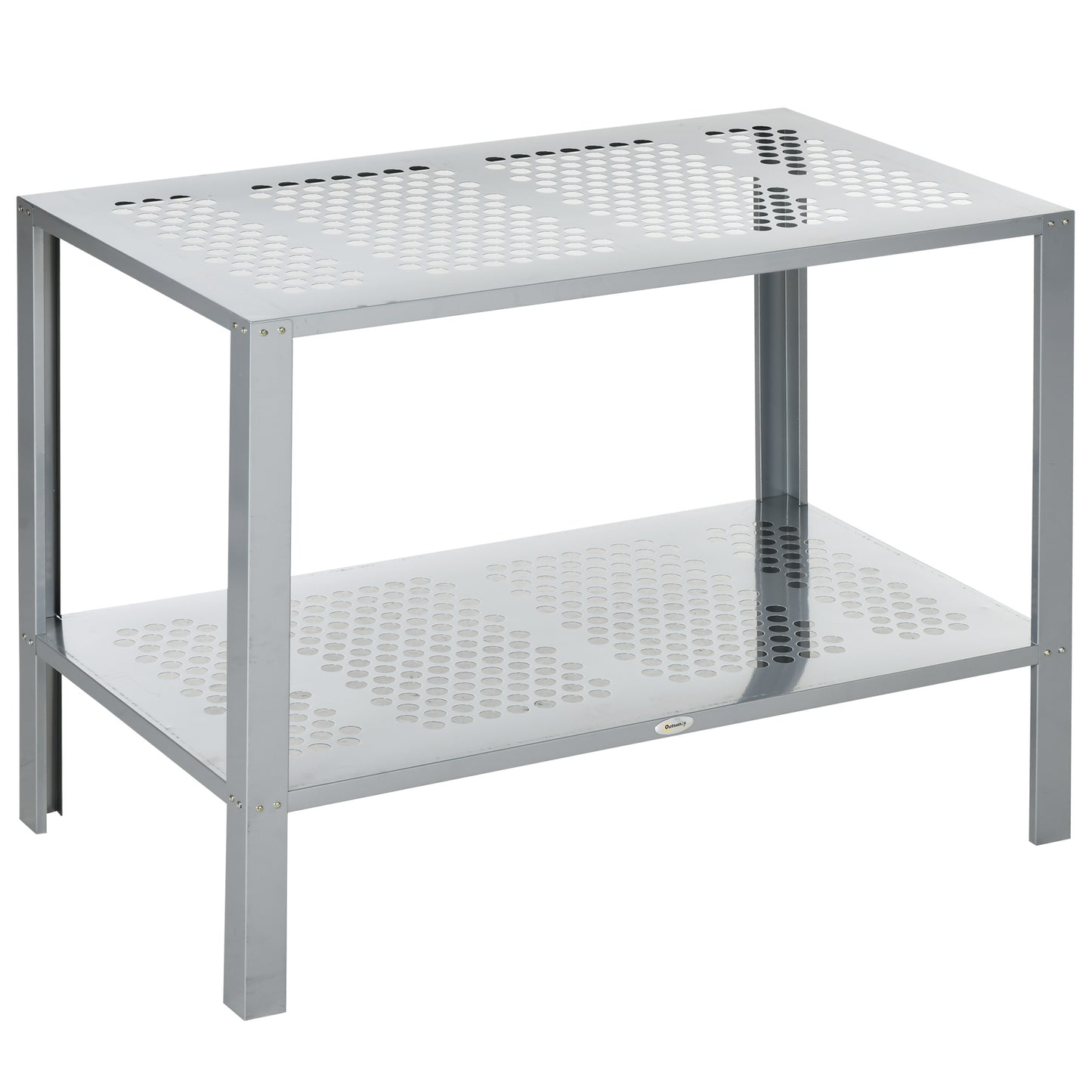 2-Tier Plant Stand, Corner Plant Shelf for Outdoor and Indoor Storage Organizer, Freestanding Flower Rack with Steel Frame