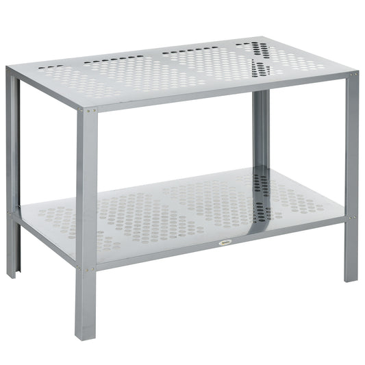 2-Tier Plant Stand, Corner Plant Shelf for Outdoor and Indoor Storage Organizer, Freestanding Flower Rack with Steel Frame