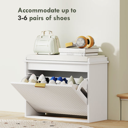Elegant Six Shoe Bench, with Top Seat - White