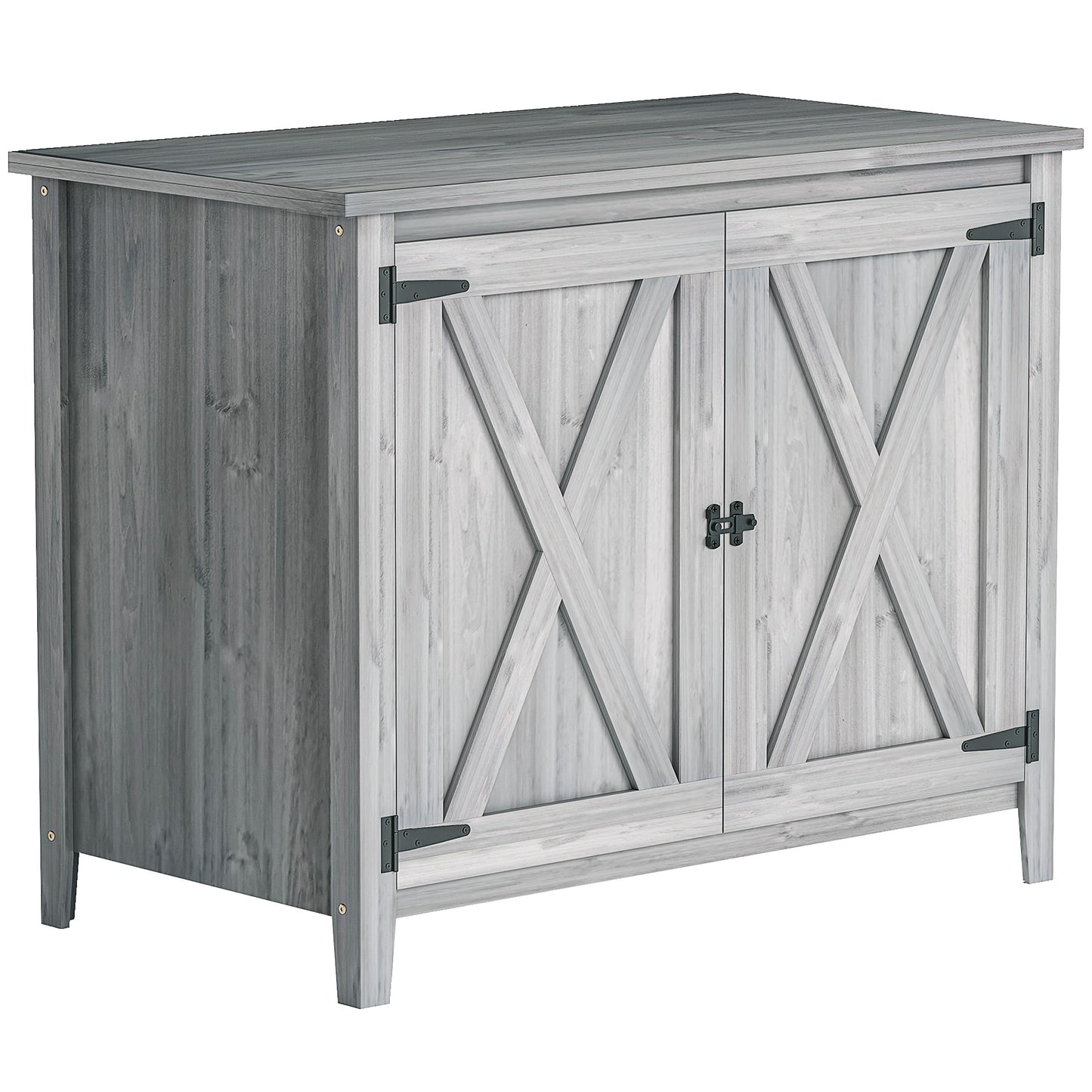 Wooden Garden Shed, Outdoor Fir Wood Storage Shed with Shelf and Double Doors, Light Grey