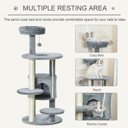 Cat Tree Tower for Indoor Cats 112cm Climbing Kitten Activity Center