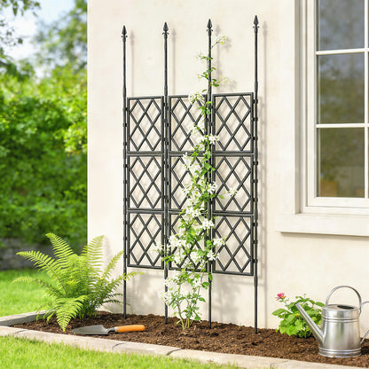 Foldable Garden Trellis, Lattice Climbing Support Trellis for Garden, DIY Assembly, 85 x 197 cm, Black