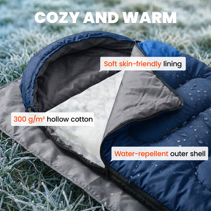 Sleeping Bag for Adults, Lightweight & Compact Sleeping Bag, 3 Seasons, Navy Blue