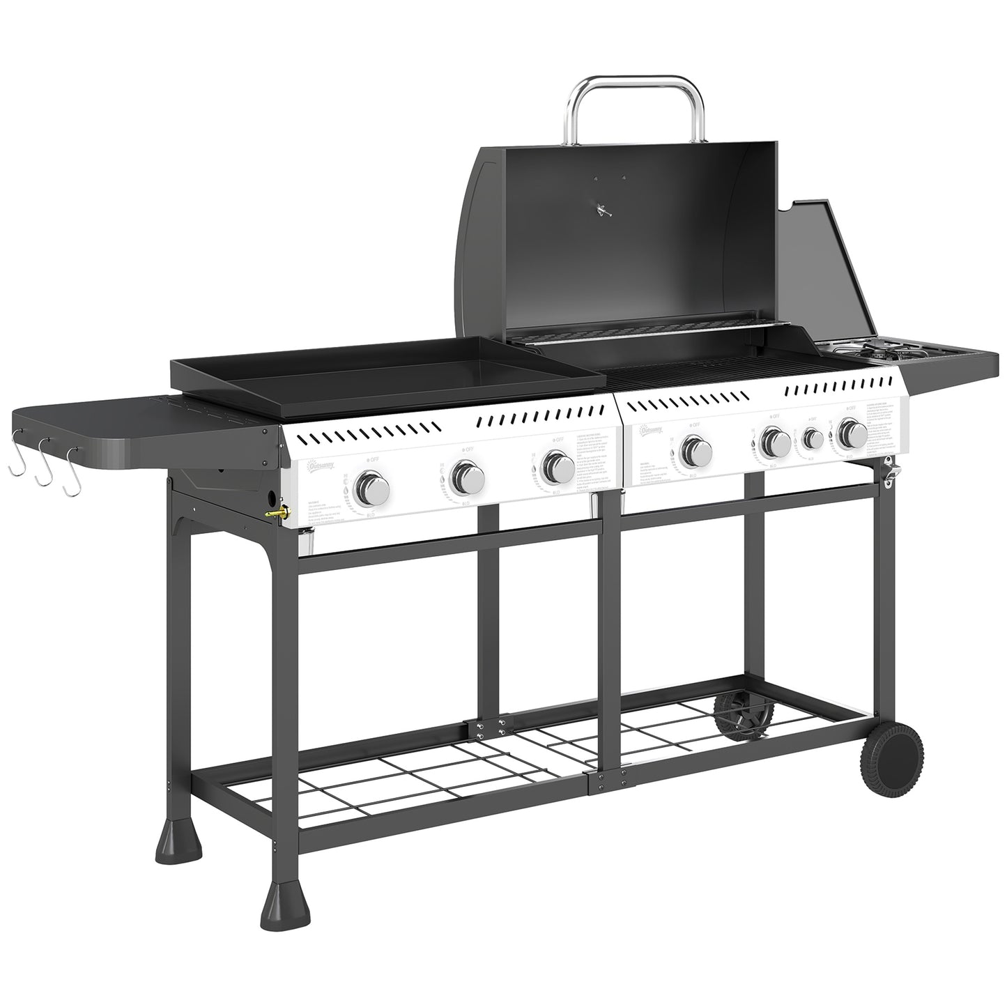 17kW Deluxe Duo Gas BBQ, with Grill, Plancha and Side Burner - Black