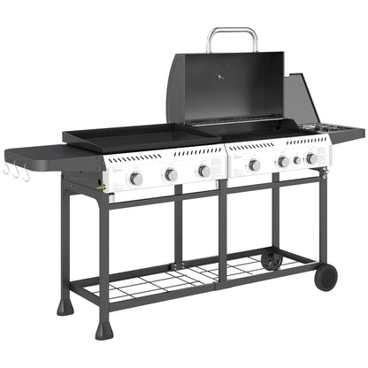 17kW Deluxe Duo Gas BBQ, with Grill, Plancha and Side Burner - Black