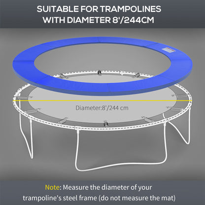8ft Trampoline Pad, Φ244cm Trampoline Accessories Surround Pad Thick Foam Pads Padding Replacement Spare, No Holes for Pole