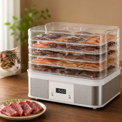 5 Tier Food Dehydrator, 245W Stainless Steel Food Dryer Machine with Adjustable Temperature