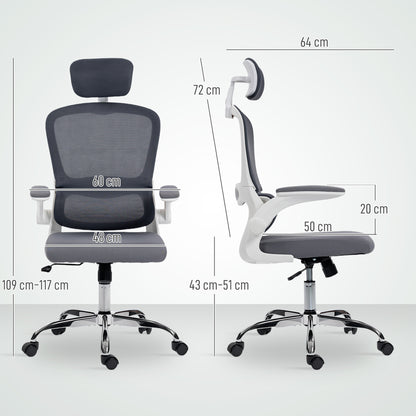 Mesh Back Office Chair, with Lumbar Support - Charcoal Grey