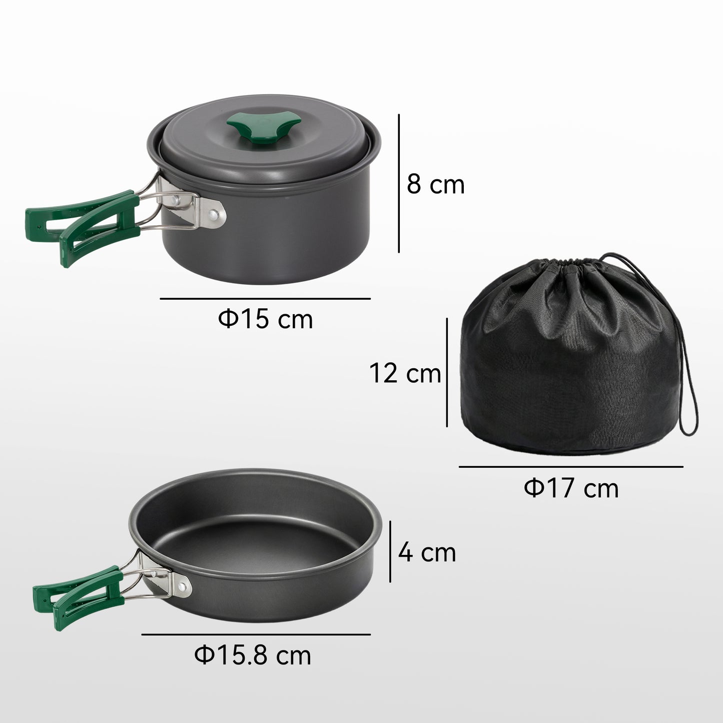 Camping Cookware Set, 8-Piece Ultralight Camping Cooking Kit with Anti-Scald Handles, Grey