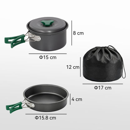Camping Cookware Set, 8-Piece Ultralight Camping Cooking Kit with Anti-Scald Handles, Grey