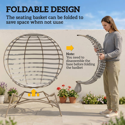 Egg Chair with Cushion & Side Pocket - Light Grey