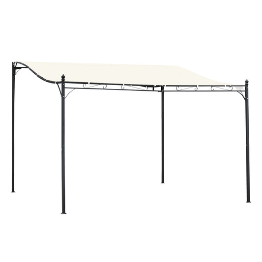 4 x 3 Meters Canopy Metal Wall Gazebo Awning Garden Marquee Shelter Door Porch - Cream