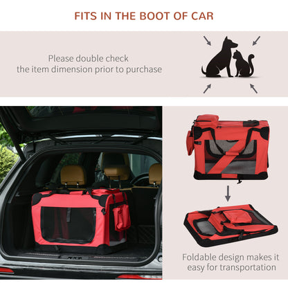 Foldable Pet Carrier for Small and Miniature Dogs, Portable Cat Carrier Soft Side Pet Travel Crate with Removable Mat