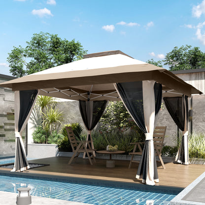 3.6 x 3.6m Pop-Up Gazebo, with Accessories - Beige