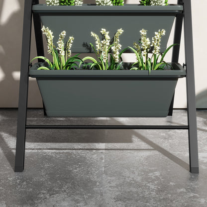 5-Tier Vertical Raised Garden Planter with 5 Container Boxes, Outdoor Plant Stand for Vegetable Flowers, Grey