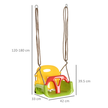 3 in 1 Detachable Kids Swing Seat with Safety Belt, Adjustable Rope for Indoor, Outdoor, Playground, Garden, Green
