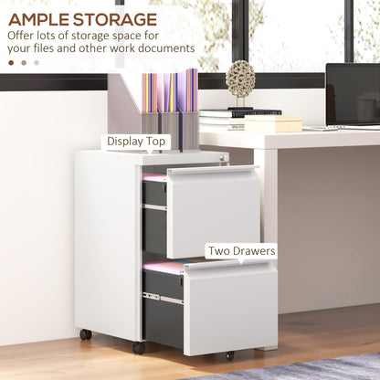 2-Drawer Filing Cabinet w/ Adjustable Hanging Bar Lockable File Cabinet White