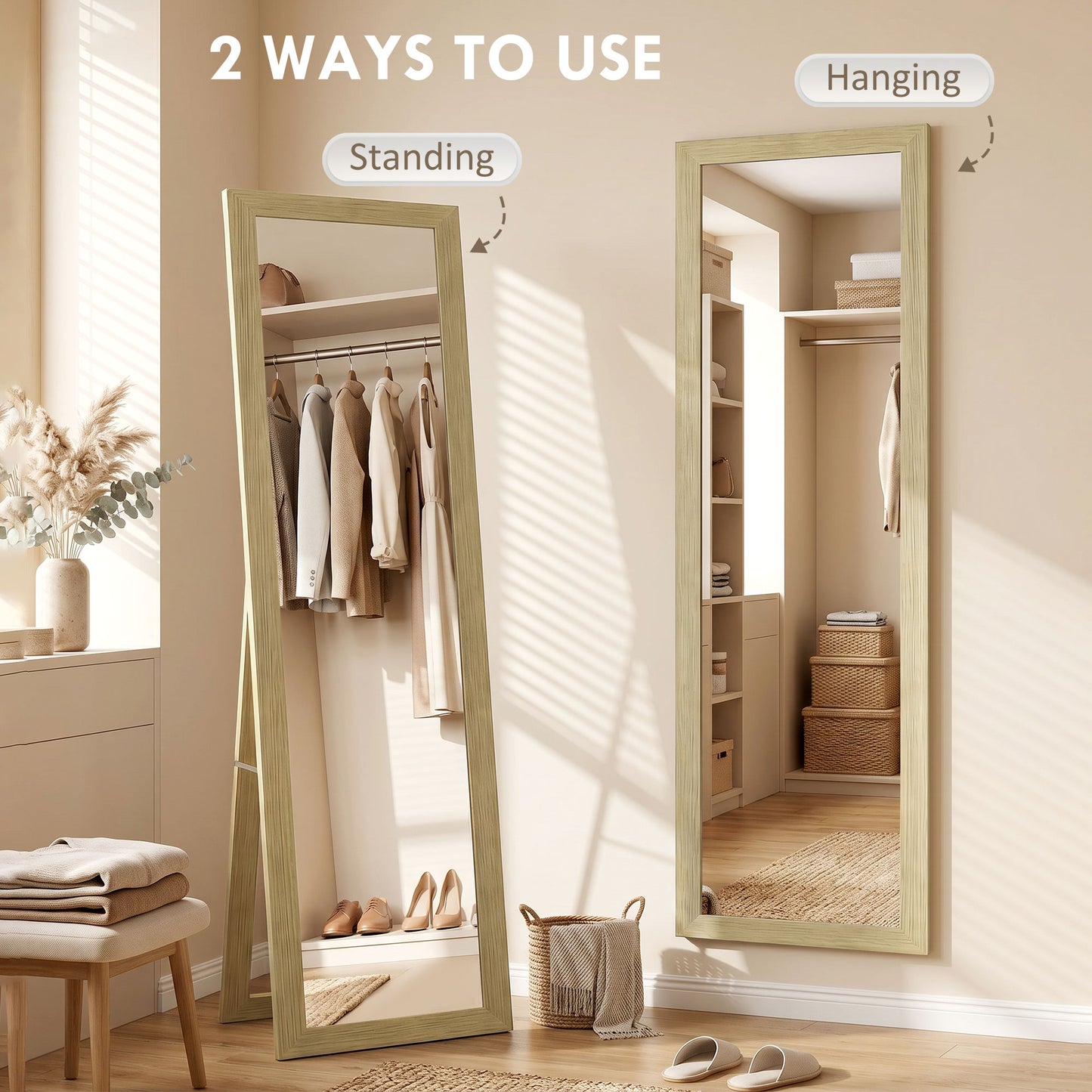37 x 157 cm Full Length Mirror - Natural