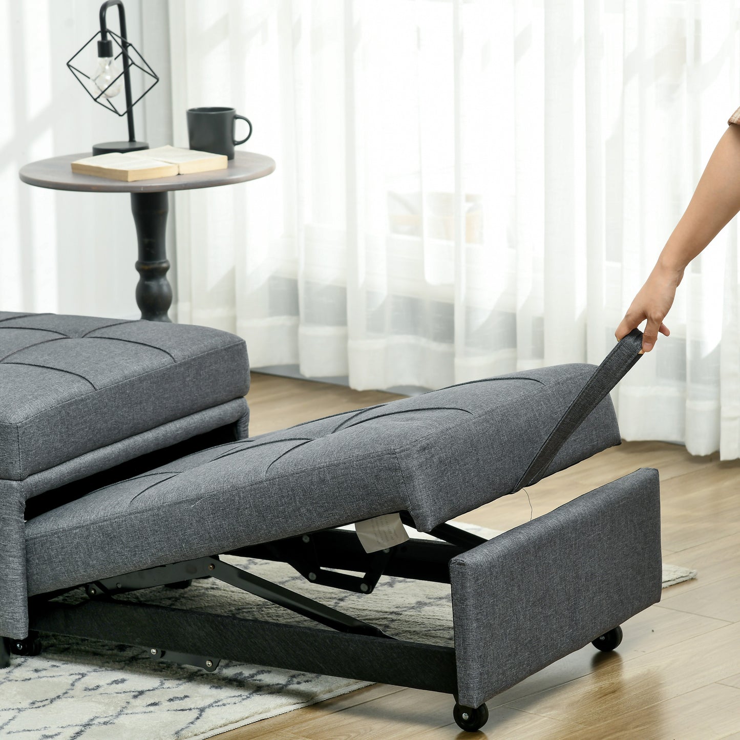 Convertible Chair Bed with Padding Seat, 4-in-1 Multi-Functional Sleeper Sofa Bed, Recliner with Adjustable Backrest