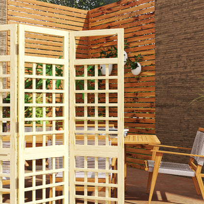 3-Panel Garden Privacy Screen, Freestanding Foldable Wooden Outdoor Divider/Trellis