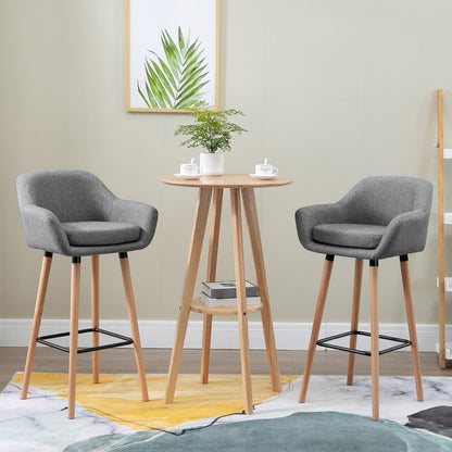 Set of 2 Bar Stools Modern Upholstered Seat Bar Chairs w/ Metal Frame