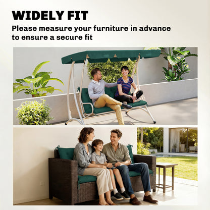 3 Seater Bench Cushion, Garden Chair Cushion with Back and Ties for Indoor and Outdoor Use, 98 x 150 cm, Green