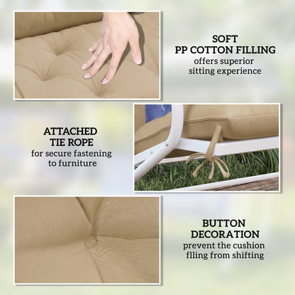 Garden Bench Cushion, 2 Seater Swing Chair Cushion, Seat Pad with Ties for Indoor and Outdoor Use, 110 x 120 cm