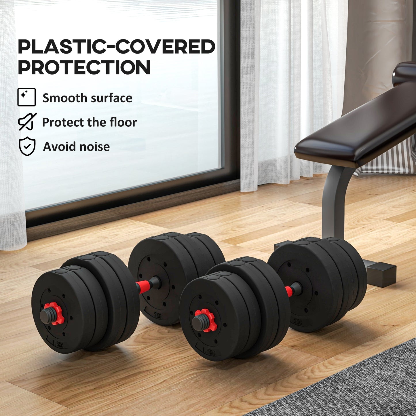 30kg 2 IN 1 Adjustable Dumbbells Weight Set, Dumbbell Hand Weight Barbell for Body Fitness, Lifting Training for Home