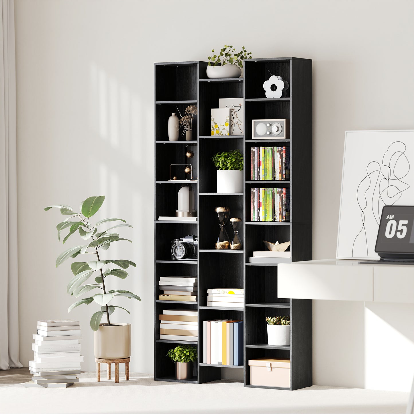 21-Compartment Bookshelf - Black