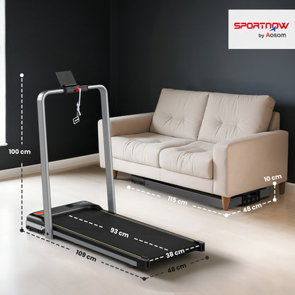 Folding Walking Treadmill, Under Desk Walking Pad with Incline, Silver Tone