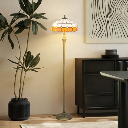 Tiffany-Style Floor Lamp with Handcrafted Stained Glass Shade