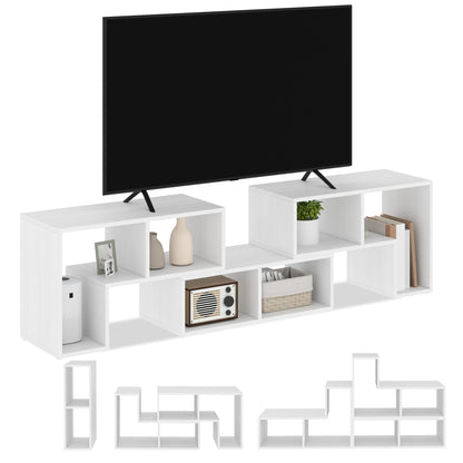 Three-Block Modular TV Stand - White Wood-Effect