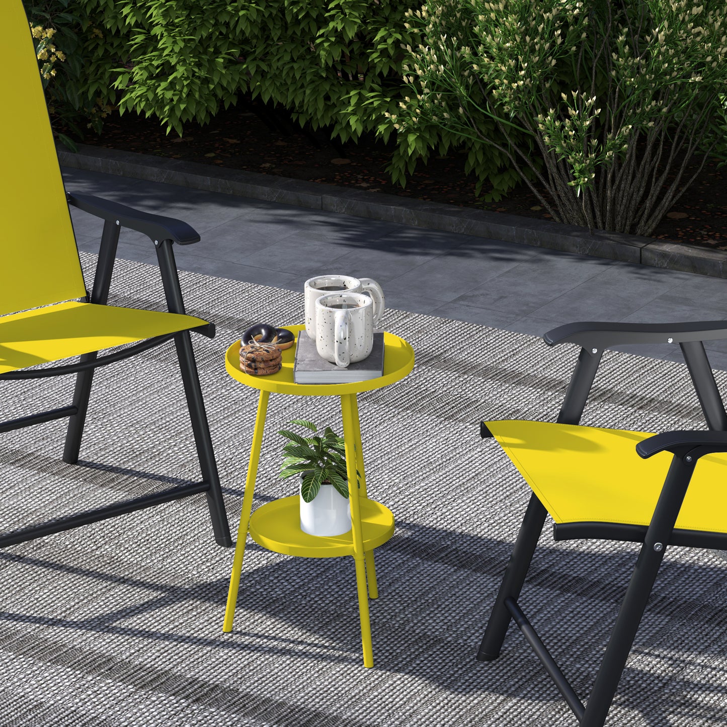 Two-Tier Metal Garden Table - Yellow