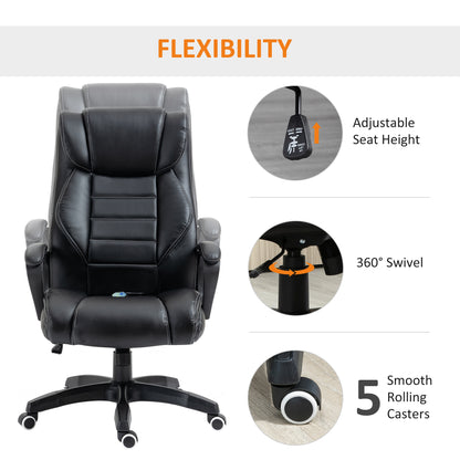 Office Chair with 6-Point Maaage, PU Desk Chair with Padded Seat and Armrest, Computer Chair with Tilt Function for Home