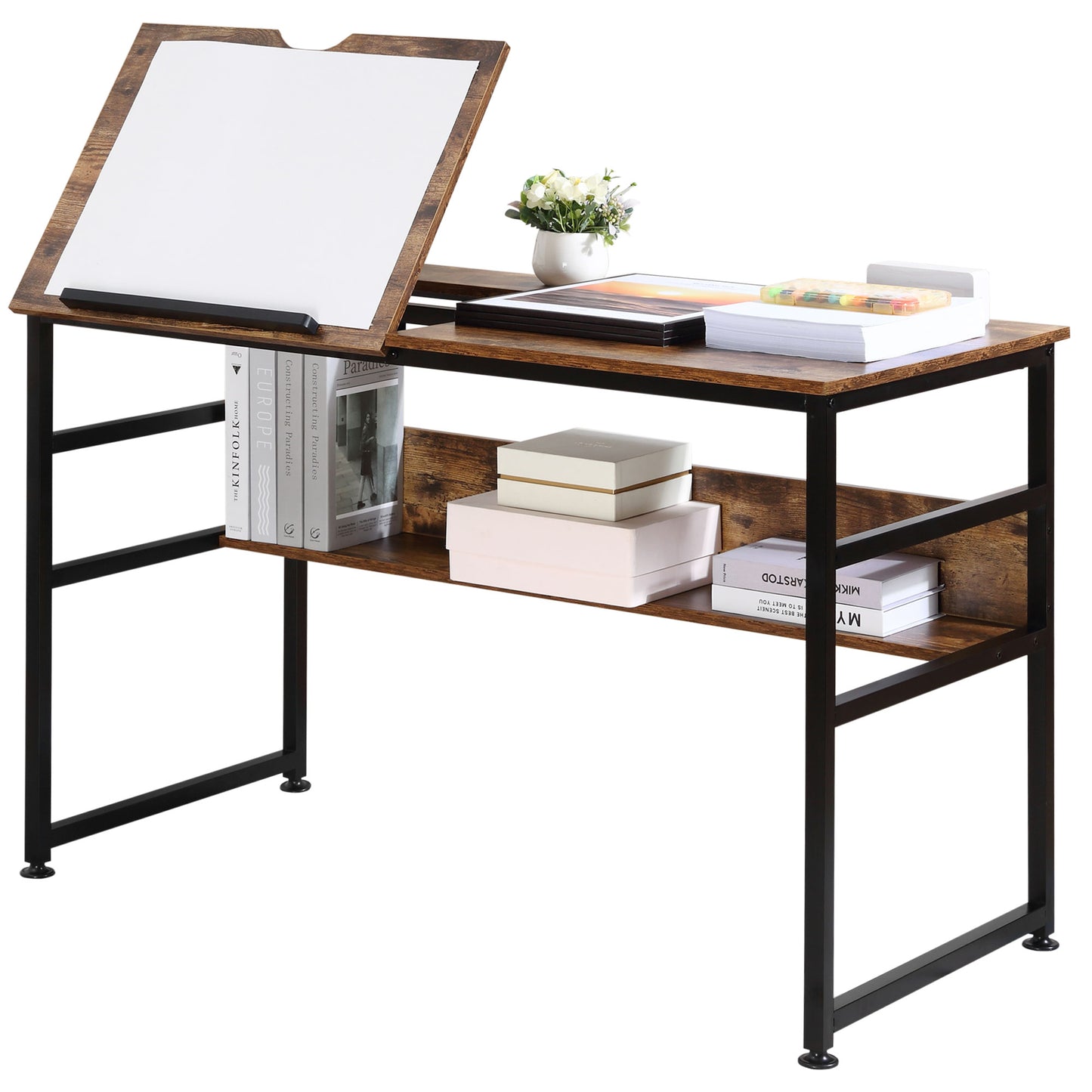 Adjustable Drafting Table Art Desk Drawing Table, Craft Desk Workstation for Painting
