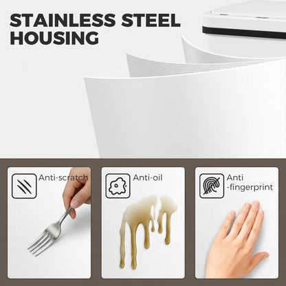 40L Sensor Bin with Soft-Close Lid, Stainless Steel Automatic Touchless Motion Sensor Kitchen Bin, White