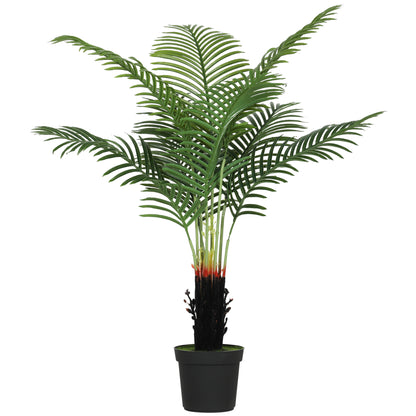 120cm Artificial Areca Palm Tree with 9 PE Leaves, Decorative Artificial Plant with Plastic Pot and Flocked Soil