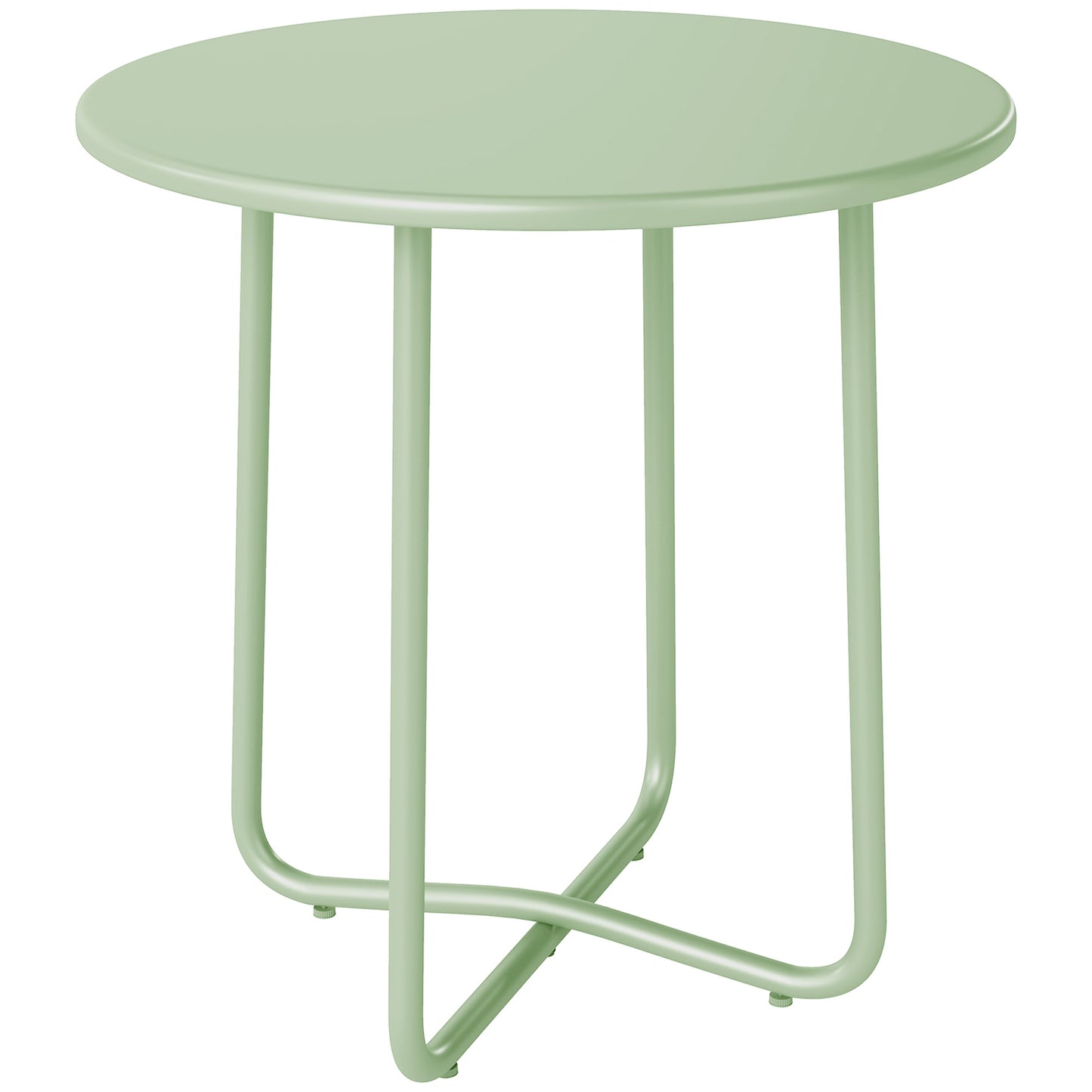 48 cm Round Garden Side Table, Small Metal Outdoor Garden Table with Rolled Edge, Green