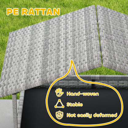 Extendable Elevated Dog Bed, Rattan Dog House, with Water-Resistant Roof, Removable Cushion, Charcoal Grey
